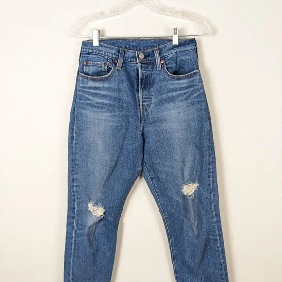 Levi's High Rise Straight Ripped Jeans - Picture 6 of 10